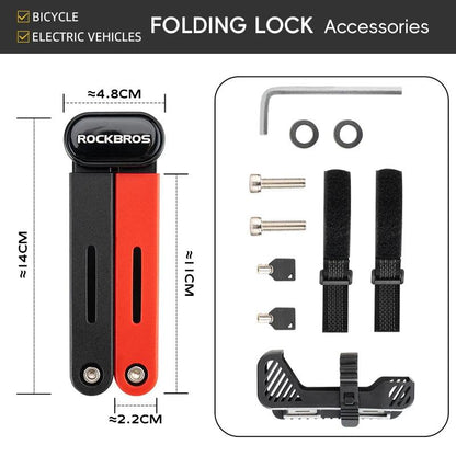 ROCKBROS Bike Foldable Lock Anti-theft Security Chain Cable Padlock 120CM Lengthened Chain Lock MTB Road Portable Cycling Lock