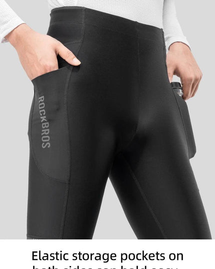 ROCKBROS Warm Cycling Pants Outdoor Windproof Tights Leggings Fleece Winter Breathable Bike Long Pants with Pockets EUR Size
