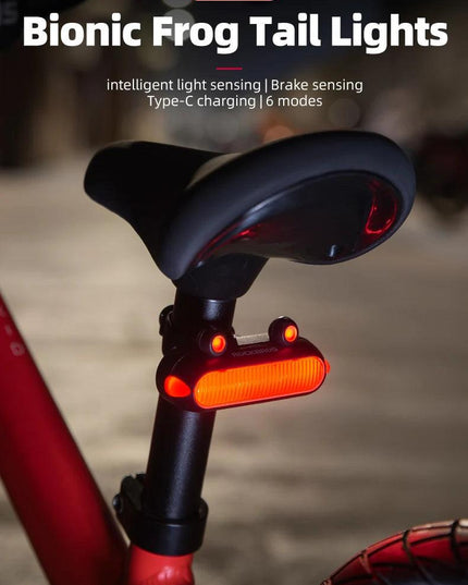 ROCKBROS Bike Rear Light IPX6 Bike Taillight LED Type-C Charging 5Modes Safety Warning Cycling Smart Taillight Rear Bicycle Lamp
