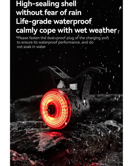 ROCKBROS Bicycle  Bar End Light Rear Light IPX6 Bike Lamp 5 modes Intelligent Brake Sensor Safety Light for Night Riding
