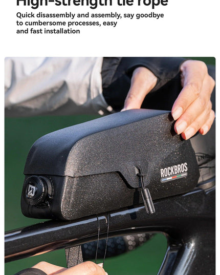ROCKBROS Waterproof Bicycle Top Tube Bag Lightweight Bike Frame Pack Durable Cycling Storage Bag for Mountain and Road Bikes