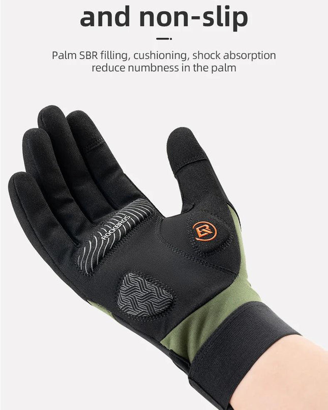 ROCKBROS Long Finger Cycling Gloves Spring Autumn Gloves Non-slip Shock-absorbing Touch Screen Reflective MTB Road Bike Glove