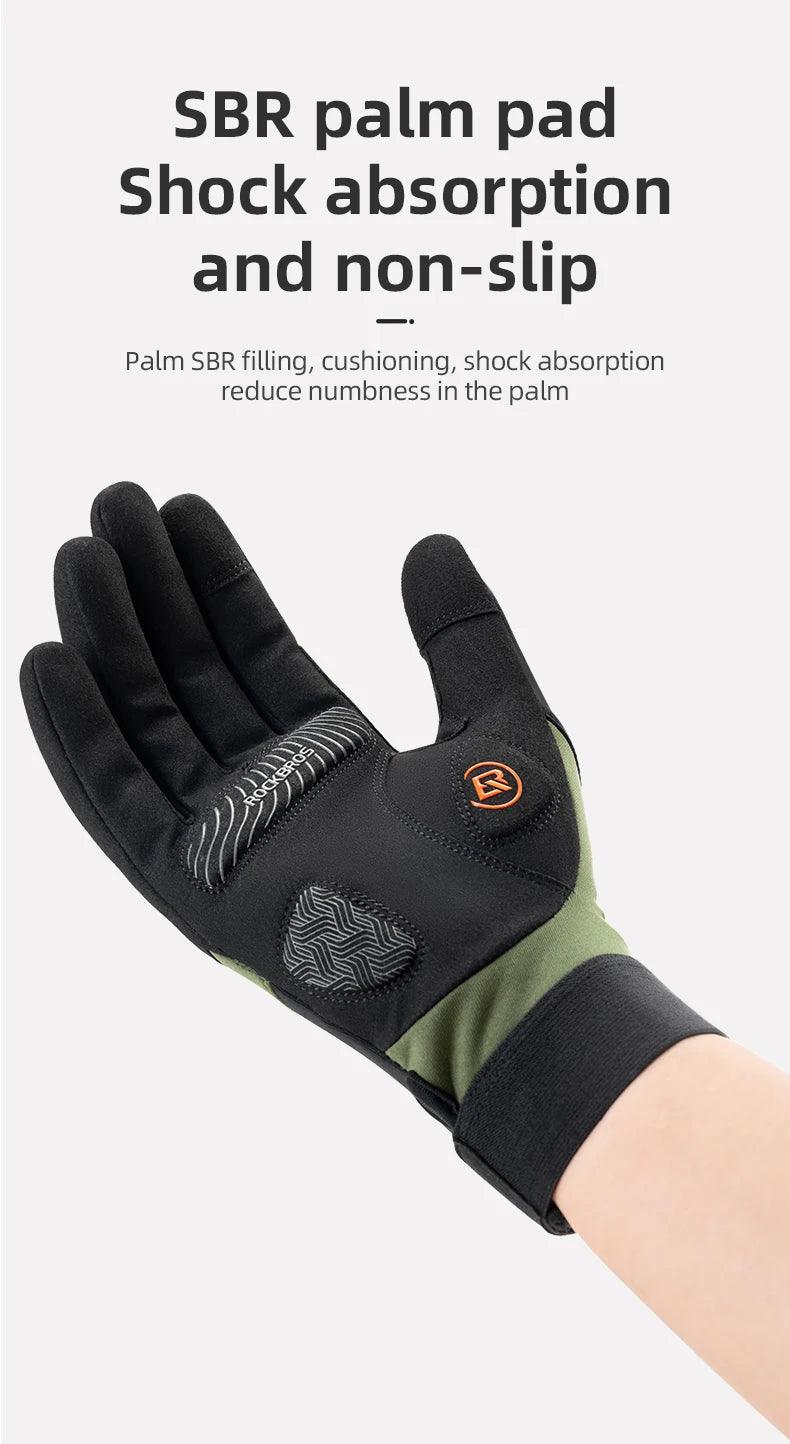 ROCKBROS Long Finger Cycling Gloves Spring Autumn Gloves Non-slip Shock-absorbing Touch Screen Reflective MTB Road Bike Glove