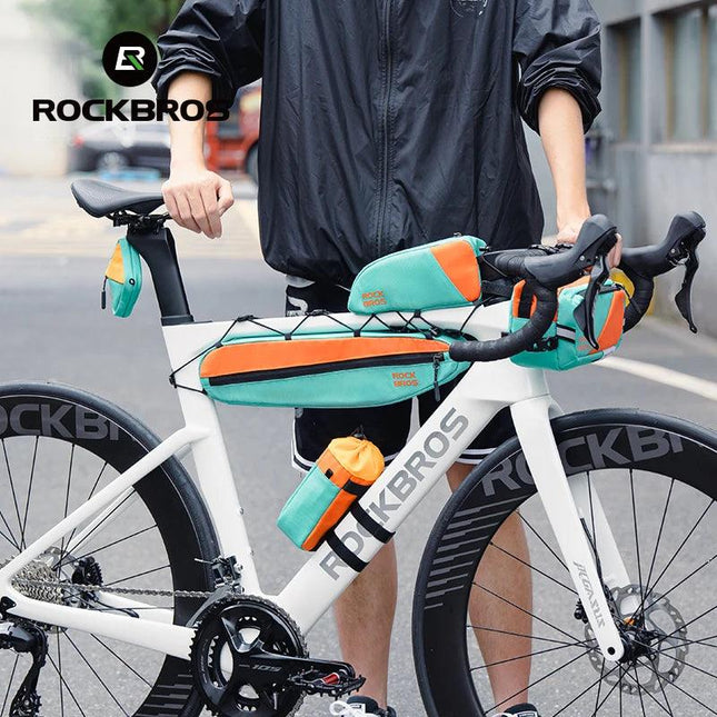 ROCKBROS Bicycle Bag Set Waterproof Combo Bag Front Bag Triangle Tube Bag Polyester Portable Bottle Bag Long-Distance Travel Bag