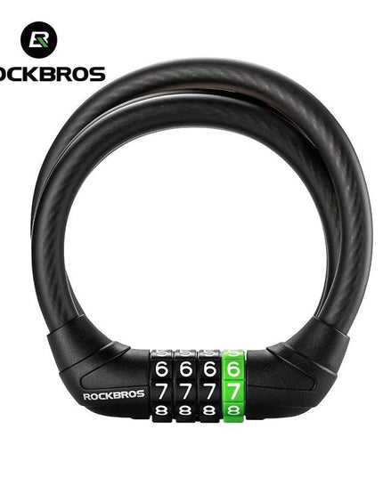 ROCKBROS Bike Cable Lock MTB Road Bicycle Anti-Theft Password Lock PVC Steel Cable Lock for Motorcycle Scooter Bike Accessories