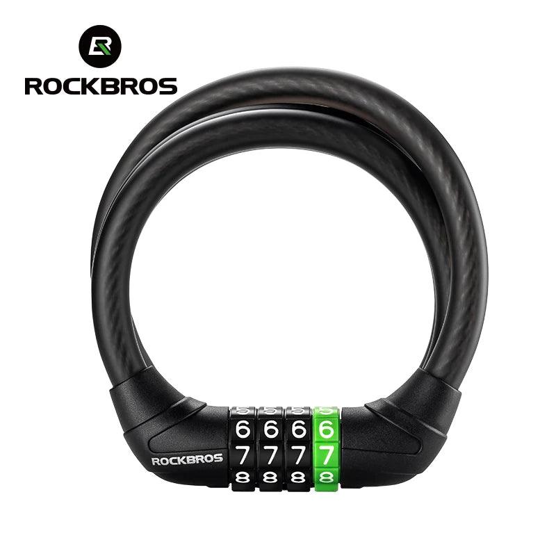 ROCKBROS Bike Cable Lock MTB Road Bicycle Anti-Theft Password Lock PVC Steel Cable Lock for Motorcycle Scooter Bike Accessories