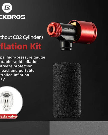 ROCKBROS Bicycle CO2 Cylinder Pump Gas Nozzle Bike Fast Inflator Inflatable Head Aluminum Adapter Riding Emergency Accessories