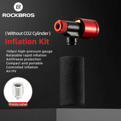 ROCKBROS Bicycle CO2 Cylinder Pump Gas Nozzle Bike Fast Inflator Inflatable Head Aluminum Adapter Riding Emergency Accessories