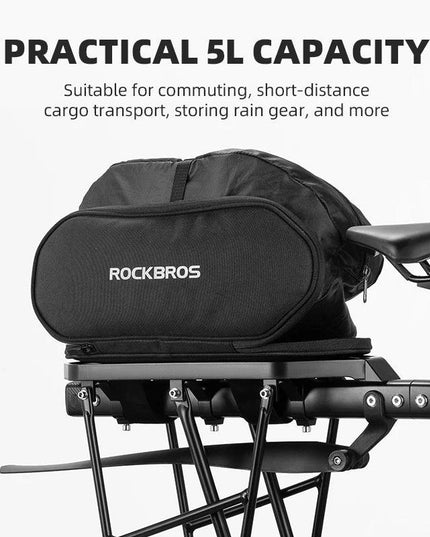 ROCKBROS Multifunctional Rear Seat Bag Universal Saddle Bag Back Rack 5L Capacity Seat Bag Expandable Cycling Luggage Trunk Bags