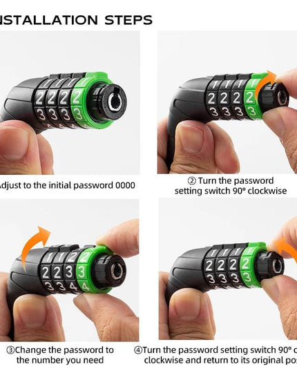 ROCKBROS Bike Cable Lock MTB Road Bicycle Anti-Theft Password Lock PVC Steel Cable Lock for Motorcycle Scooter Bike Accessories
