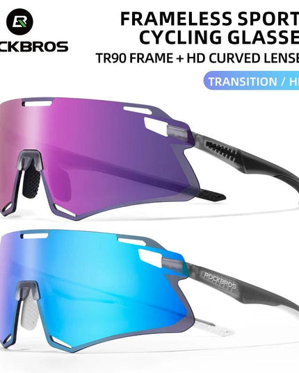 ROCKBROS Cycling Glasses Lightweight Frameless Bike Glasses High-Definition Lenses Road Bicycle Protection Goggles Sport Eyewear