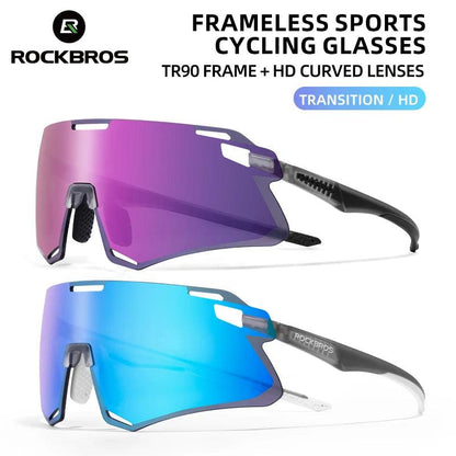 ROCKBROS Cycling Glasses Lightweight Frameless Bike Glasses High-Definition Lenses Road Bicycle Protection Goggles Sport Eyewear