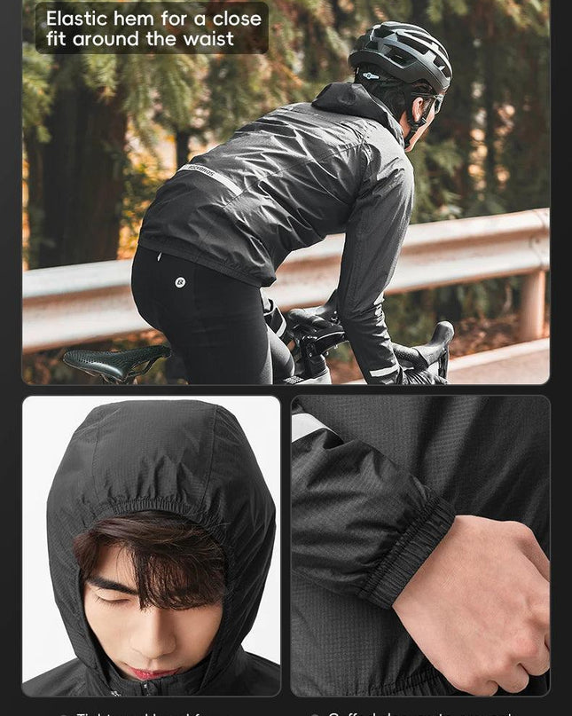 ROCKBROS Raincoat Cycling Waterproof Jacket Lightweight Motorcycle Rain Coat Breathable Reflective Hooded Outdoor Windbreaker