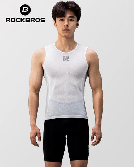 ROCKBROS Bike Vest Breathable  Men's Sleeveless Short Summer Undershirt Windbreaker Tshirt Quick Dry Elastic Mesh Underwear