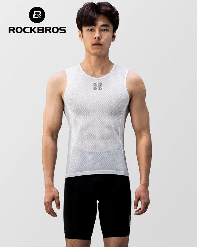 ROCKBROS Bike Vest Breathable  Men's Sleeveless Short Summer Undershirt Windbreaker Tshirt Quick Dry Elastic Mesh Underwear