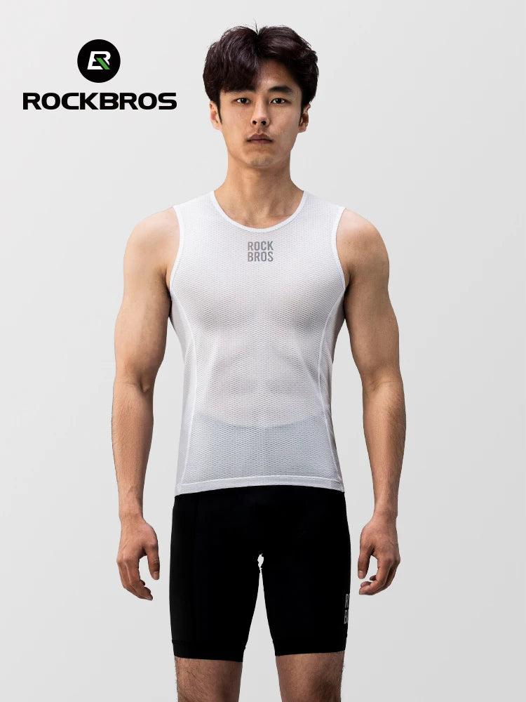 ROCKBROS Bike Vest Breathable  Men's Sleeveless Short Summer Undershirt Windbreaker Tshirt Quick Dry Elastic Mesh Underwear