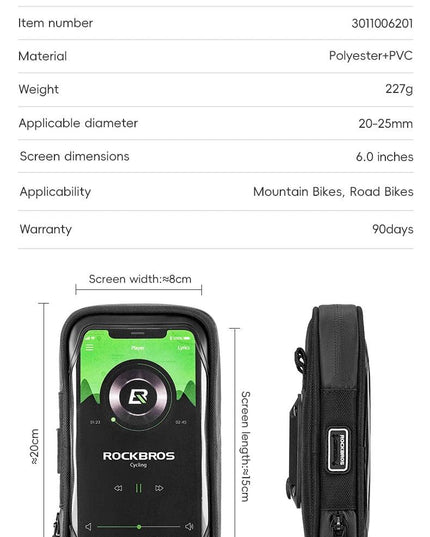 ROCKBROS Phone Bag Stand 270° Rotatable Waterproof Case Handlebar Stand Case Mount Scooter Bicycle Phone Bag Cycling Accessory
