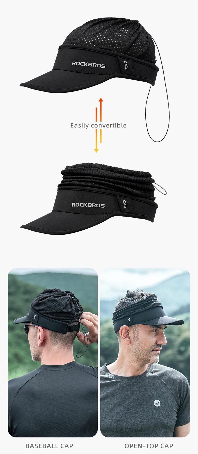 ROCKBROS Refreshing Summer Sun Protection Cap Two Ways to Wear Breathable Quick-Drying Suitable for Helmet Unisex Size Sport Hat