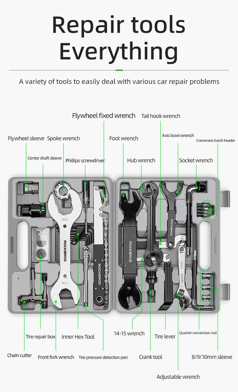 ROCKBROS Bicycle Tools Sets Box Cycling Tools Professional Bike Multifunction Bicycle Repair Tools Key Set Cycling Tools