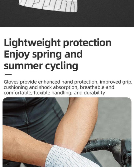 ROCKBROS Cycling Gloves Sunscreen Breathable MTB Road Bike Gloves Shock Absorption Non-slip Gloves Outdoor Thickened Palm Pad