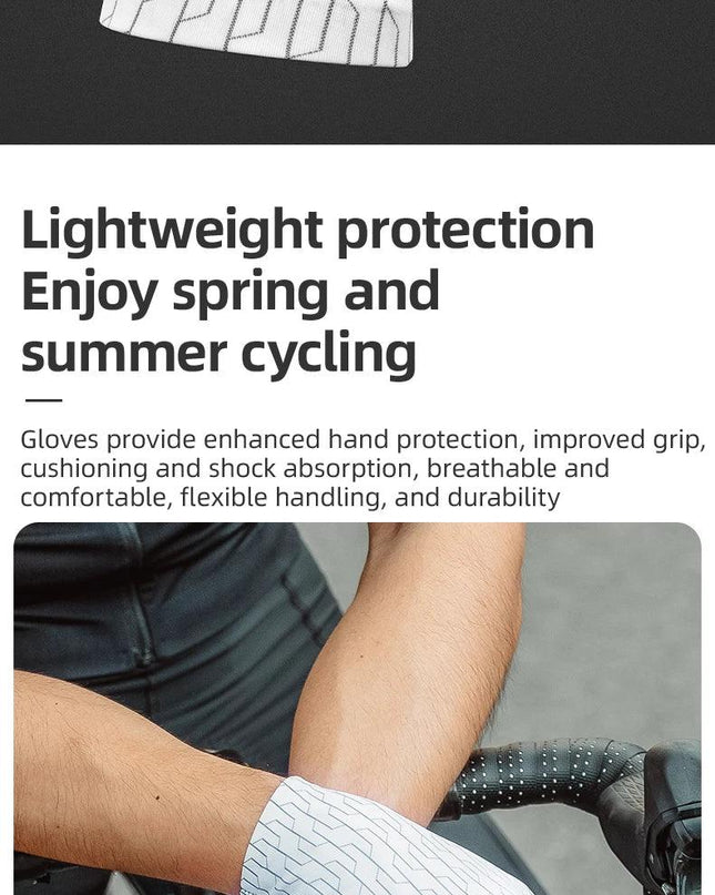 ROCKBROS Cycling Gloves Sunscreen Breathable MTB Road Bike Gloves Shock Absorption Non-slip Gloves Outdoor Thickened Palm Pad