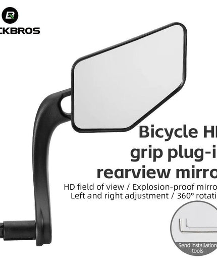 ROCKBROS Bicycle Mirrors MTB Bike HD Grip Plug In Bicycle Rearview Mirror 360° Adjustable Rotating Plane Mirror Bike Accessories