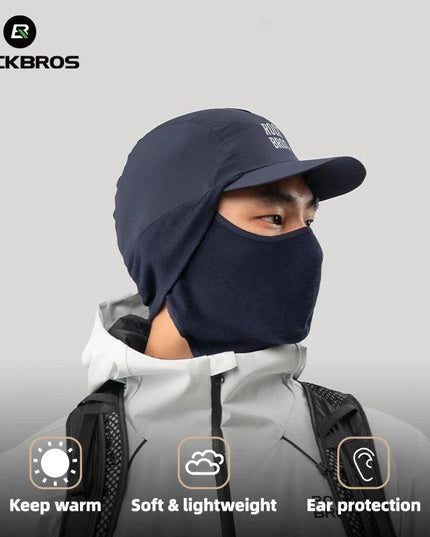 ROCKBROS Winter Cycling Mask and Hat 2 In 1 Fleece Thermal Keep Warm Ear Protection Outdoor Balaclava All Face Mask Men Women