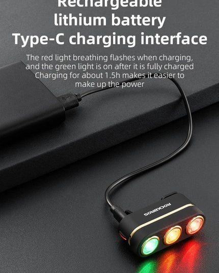ROCKBROS Bike Tail Light Auto Start/Stop Brake Sensing Bicycle Tail light Type-C Rechargeable Wireless Warning Tail light