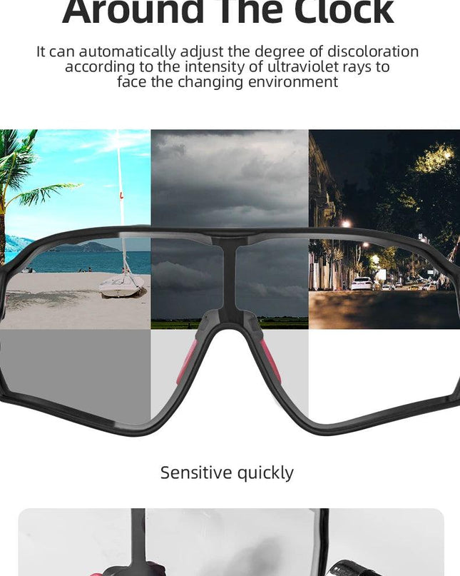 ROCKBROS Photochromic Cycling Glasses Outdoor Sports UV400 Goggles Sunglasses Bicycle Sports Eyewear Running Fishing Glasses