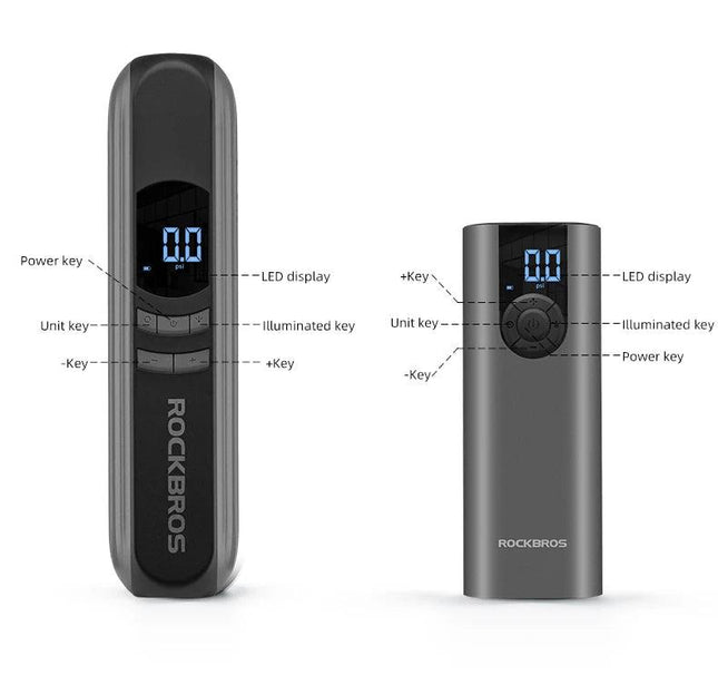 ROCKBROS Air Pump for Car Electric Bike Motorcycle 150PSI Type-C Tire Inflator Portable Air Compressor with LCD Digital Display