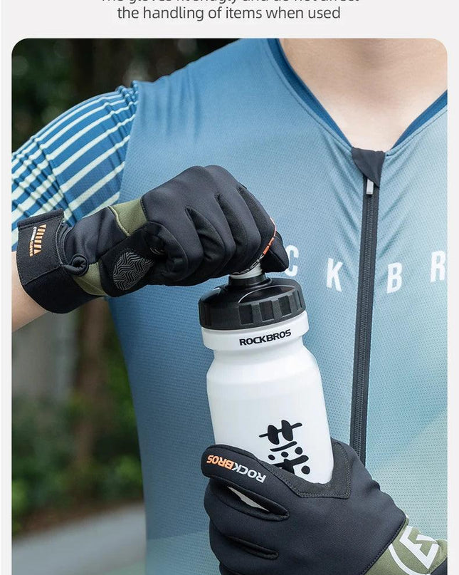 ROCKBROS Long Finger Cycling Gloves Spring Autumn Gloves Non-slip Shock-absorbing Touch Screen Reflective MTB Road Bike Glove