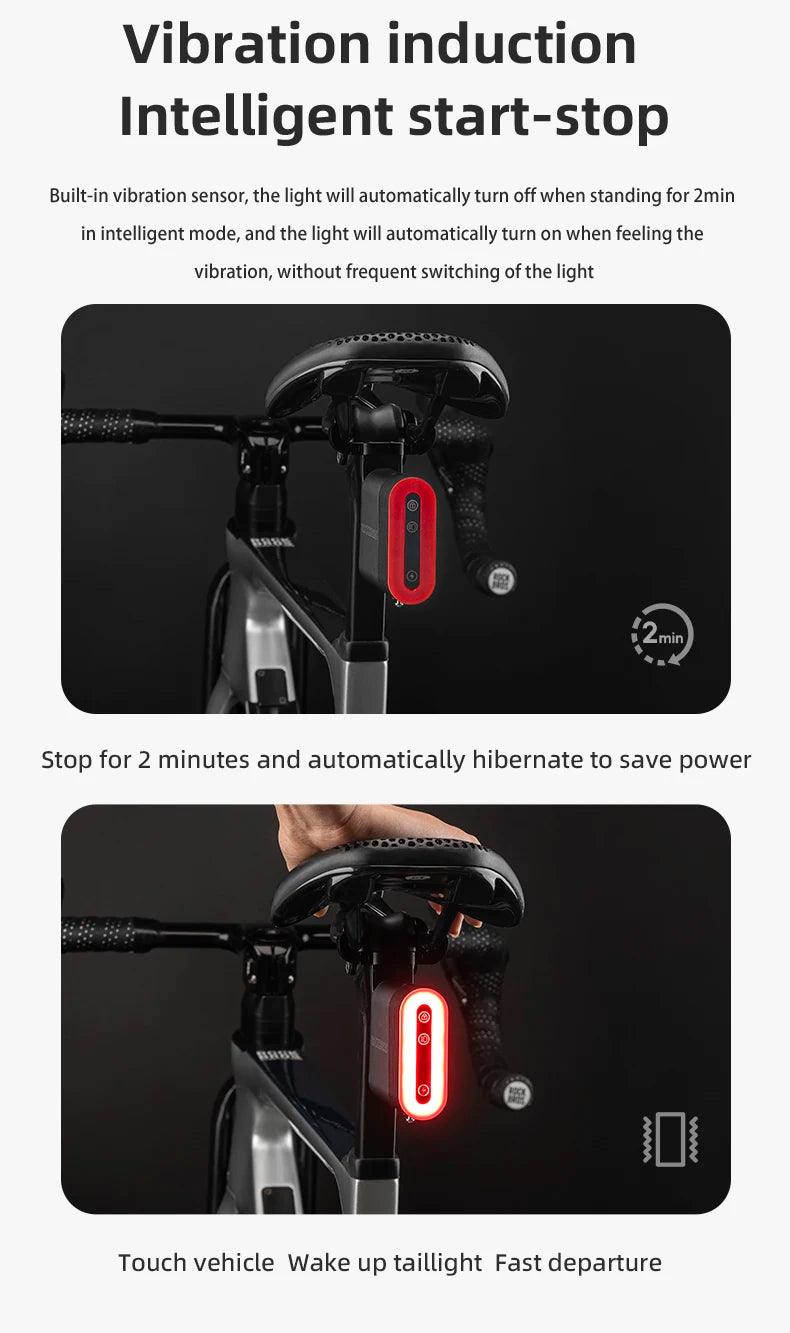 ROCKBROS Bicycle Tail Light With Lock Bluetooth Password Pairing Bike Lock Light IPX6 Waterproof Warning Light Tail  Accessories