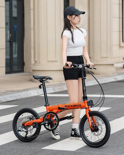 ROCKBROS Bike 16 inch with SRAM X4/X5-speed Aluminium Alloy Frame Adult Folding Bike Adjustable 9-Speed 11-32T Cassette Bike