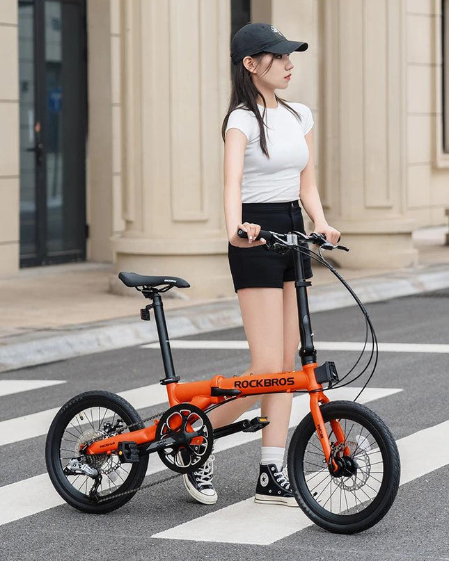 ROCKBROS Bike 16 inch with SRAM X4/X5-speed Aluminium Alloy Frame Adult Folding Bike Adjustable 9-Speed 11-32T Cassette Bike