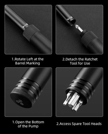 ROCKBROS Portable Pocket Pump With Ratchet 120PSI AV/FV Aluminum Alloy Ultralight Bicycle Tire Pump Inflator Cycling Tire Pump