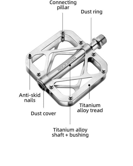 ROCKBROS Titanium Alloy Bike Pedals Ultralight Anti-slip Wide Pedal MTB Road Bike Stainless Steel Nails Cycling Accessories