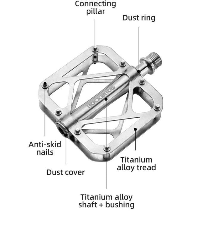 ROCKBROS Titanium Alloy Bike Pedals Ultralight Anti-slip Wide Pedal MTB Road Bike Stainless Steel Nails Cycling Accessories