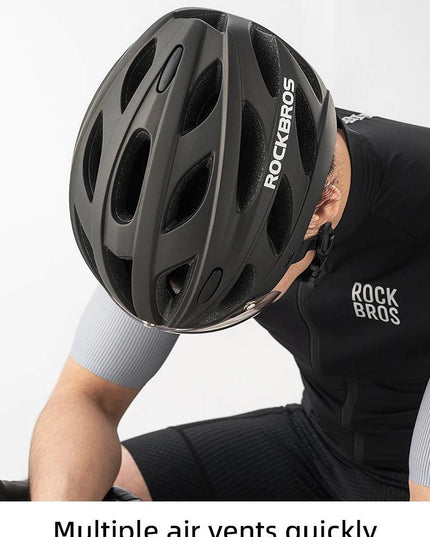 ROCKBROS Bike Helmet Lightweight Breathable Helmet PC+EPS with Photochromic Lens Wind-breaking Brim Safety Cycling Helmet