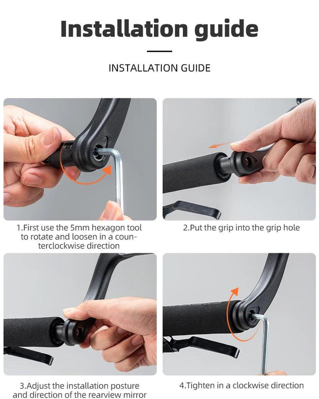 ROCKBROS Bicycle Mirrors MTB Bike HD Grip Plug In Bicycle Rearview Mirror 360° Adjustable Rotating Plane Mirror Bike Accessories