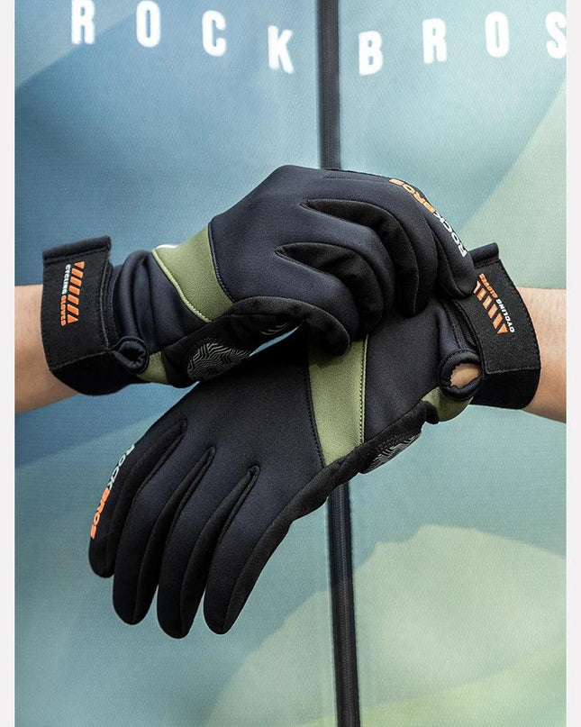 ROCKBROS Long Finger Cycling Gloves Spring Autumn Gloves Non-slip Shock-absorbing Touch Screen Reflective MTB Road Bike Glove