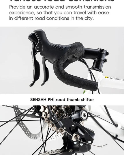 ROCKBROS Road Bike Student Teenager 22 inch Aluminum Frame Bike 10 Speed Disc Brake Bicycle Lightweight City Bike