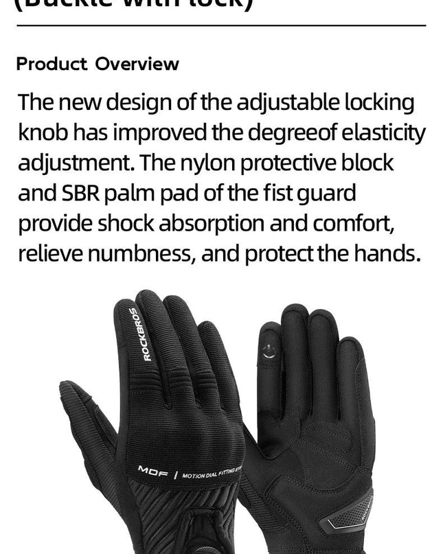 ROCKBROS Gloves Touch Screen Riding MTB Bike Bicycle Motorcycle Gloves SBR Palm Pad Fitness Climbing Thick Protective Glove