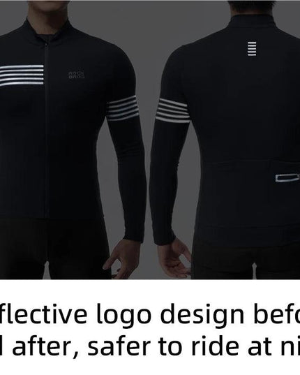 ROCKBROS Winter Cycling Jacket Warm Long Sleeves Top Riding Clothing Tight Reflective Logo Men's Cycling Jersey Profession Cloth