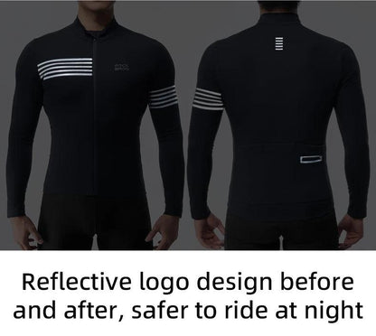 ROCKBROS Winter Cycling Jacket Warm Long Sleeves Top Riding Clothing Tight Reflective Logo Men's Cycling Jersey Profession Cloth