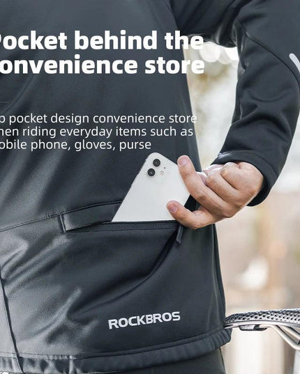 ROCKBROS Bicycle Jacket Winter Cycling Clothing Thermal Fleece Long Sleeve Cycling Bike Clothing Warmer Windproof Sportswear