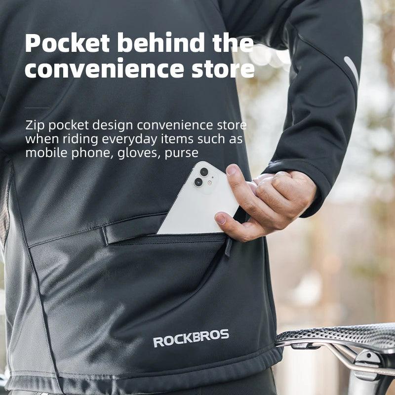 ROCKBROS Bicycle Jacket Winter Cycling Clothing Thermal Fleece Long Sleeve Cycling Bike Clothing Warmer Windproof Sportswear