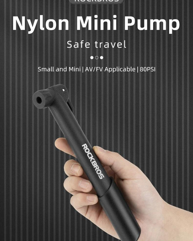 ROCKBROS Bike Pump 80PSI Schrader Presta Valve Bicyle Pump MTB Road Mini Portable Air Inflator nylon Cycling Pump Accessories