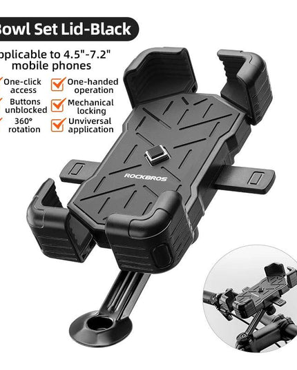 ROCKBROS Bike Phone Holder 360° View Universal Bicycle Phone Holder 4.5-7.2inch Mobile Phone Stand Shockproof Motorcycle Bracket