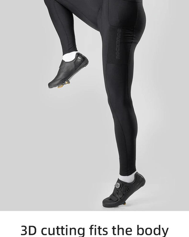 ROCKBROS Windproof Warm Bicycle Pants Winter Removable Buckle Strap Pants High Quality Shock-Absorbing Comfort Pad Pants MTB Men