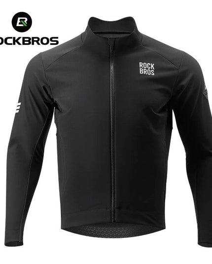 ROCKBROS Windproof Jacket Thermal Fleece Bike Jersey Autumn Winter Outdoor Sport Jacket Coat 0-15°with Italian warm fabric